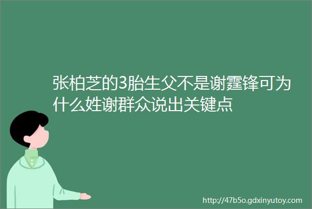 张柏芝的3胎生父不是谢霆锋可为什么姓谢群众说出关键点