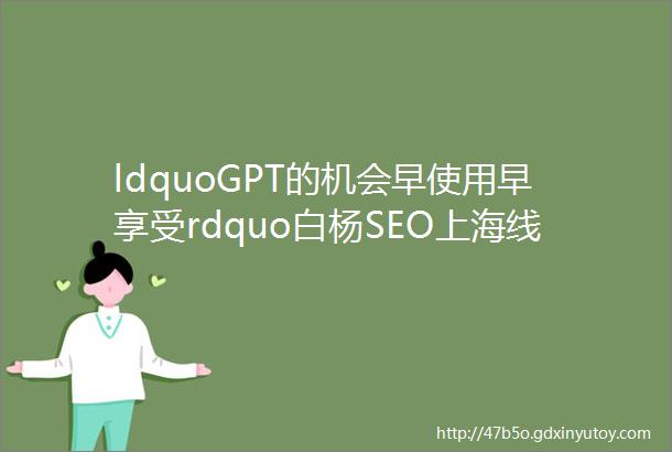 ldquoGPT的机会早使用早享受rdquo白杨SEO上海线下聚会分享