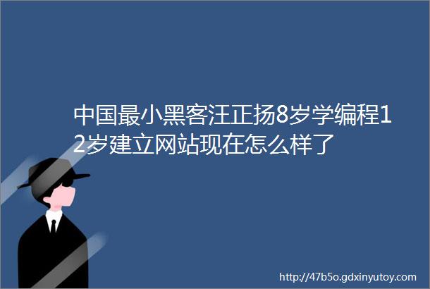 中国最小黑客汪正扬8岁学编程12岁建立网站现在怎么样了