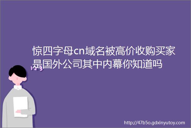 惊四字母cn域名被高价收购买家是国外公司其中内幕你知道吗